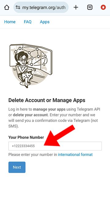 حذف اکانت تلگرام با شماره تلفن